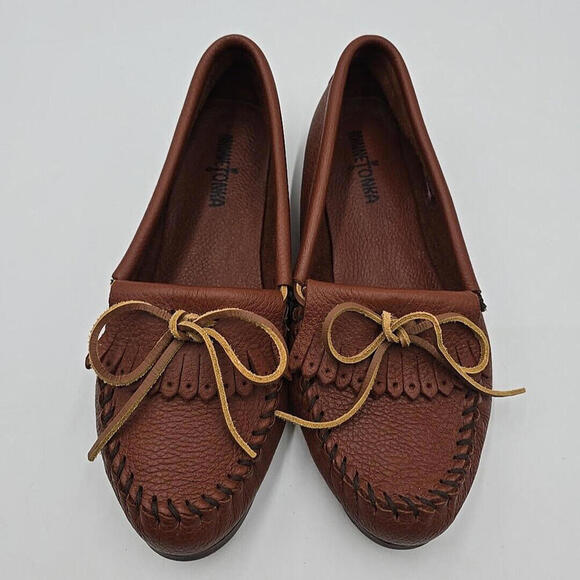 Minnie Tonka‎ Light Brown Leather Slip-On Moccasin Shoes for Size 10 US 38W - Picture 7 of 9